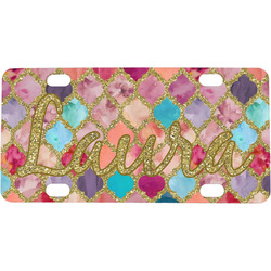 Glitter Moroccan Watercolor Mini / Bicycle License Plate (4 Holes)