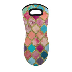 Glitter Moroccan Watercolor Neoprene Oven Mitt - Single