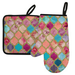 Glitter Moroccan Watercolor Left Oven Mitt & Pot Holder Set