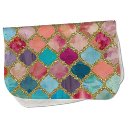 Glitter Moroccan Watercolor Burp Cloth - Fleece