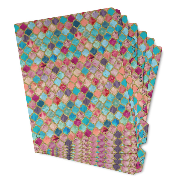 Custom Glitter Moroccan Watercolor Binder Tab Divider - Set of 6