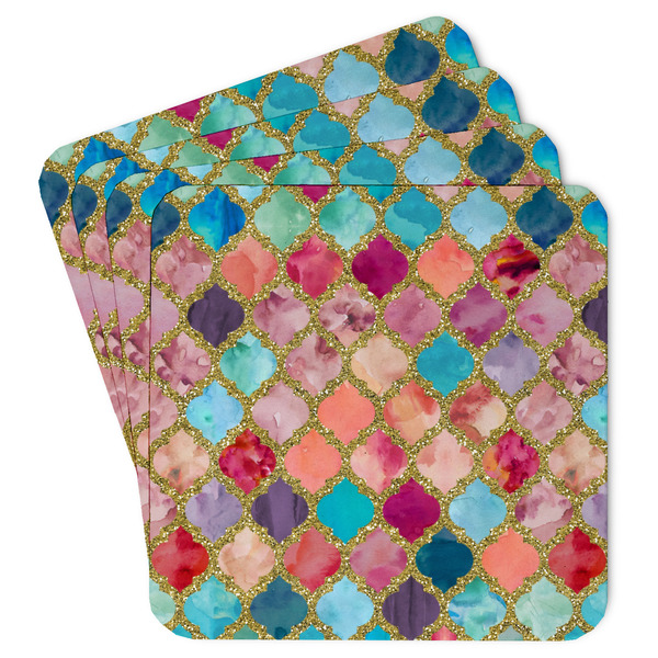 Custom Glitter Moroccan Watercolor Paper Coasters