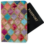 Glitter Moroccan Watercolor Passport Holder - Fabric