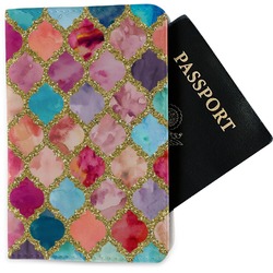 Glitter Moroccan Watercolor Passport Holder - Fabric