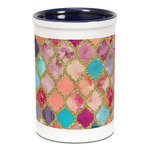 Glitter Moroccan Watercolor Ceramic Pencil Holders - Blue