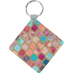 Glitter Moroccan Watercolor Diamond Plastic Keychain