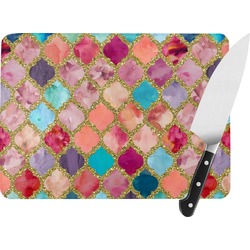 Glitter Moroccan Watercolor Rectangular Glass Cutting Board - Large - 15.25"x11.25"