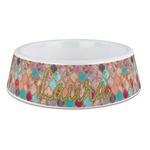 Glitter Moroccan Watercolor Plastic Dog Bowl - Large