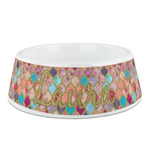 Glitter Moroccan Watercolor Plastic Dog Bowl