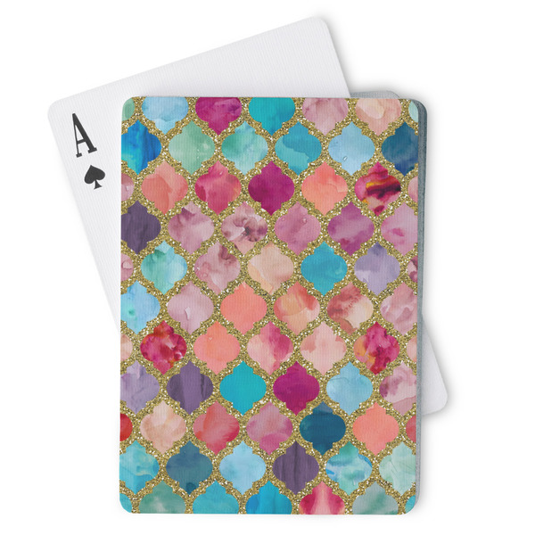 Custom Glitter Moroccan Watercolor Playing Cards