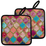 Glitter Moroccan Watercolor Pot Holders - Set of 2