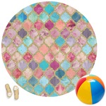 Glitter Moroccan Watercolor Round Beach Towel