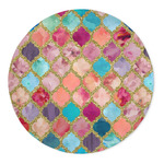 Glitter Moroccan Watercolor 5' Round Indoor Area Rug