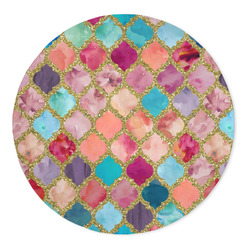 Glitter Moroccan Watercolor 5' Round Indoor Area Rug