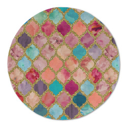 Glitter Moroccan Watercolor Round Linen Placemat - Single Sided