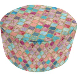 Glitter Moroccan Watercolor Round Pouf Ottoman