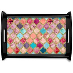 Glitter Moroccan Watercolor Wooden Tray