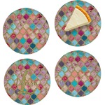 Glitter Moroccan Watercolor Set of 4 Glass Appetizer / Dessert Plate 8"