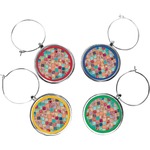Glitter Moroccan Watercolor Wine Charms (Set of 4)