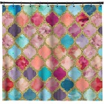 Glitter Moroccan Watercolor Shower Curtain - Custom Size