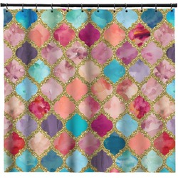 Glitter Moroccan Watercolor Shower Curtain - 71" x 74"