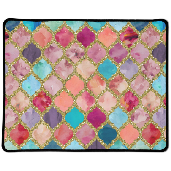 Custom Glitter Moroccan Watercolor Large Gaming Mouse Pad - 12.5" x 10"