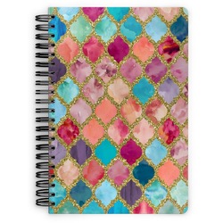 Glitter Moroccan Watercolor Spiral Notebook - 7x10