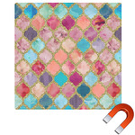 Glitter Moroccan Watercolor Square Car Magnet - 10"