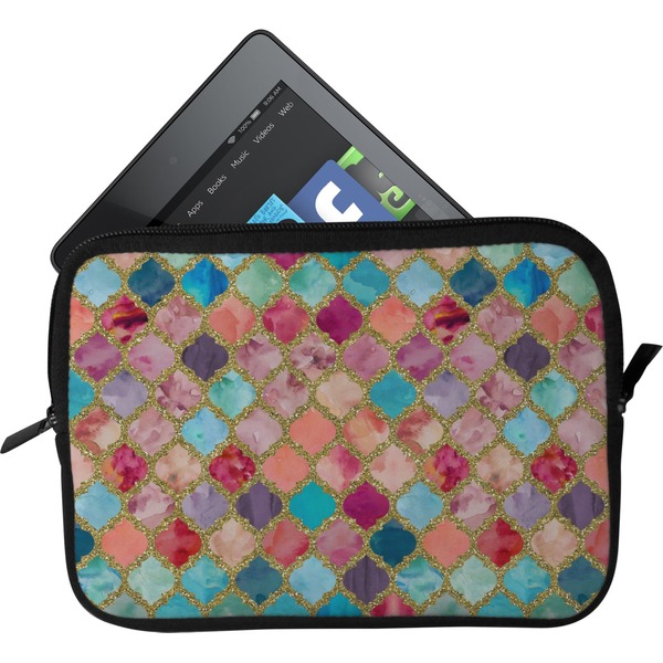 Custom Glitter Moroccan Watercolor Tablet Case / Sleeve