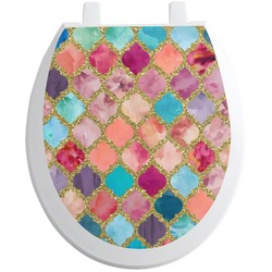 Glitter Moroccan Watercolor Toilet Seat Decal - Round