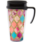 Glitter Moroccan Watercolor Acrylic Travel Mug with Handle