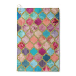 Glitter Moroccan Watercolor Waffle Weave Golf Towel