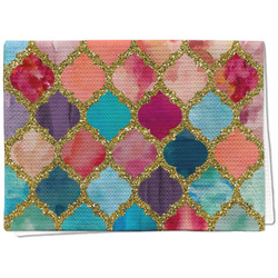 Glitter Moroccan Watercolor Kitchen Towel - Waffle Weave