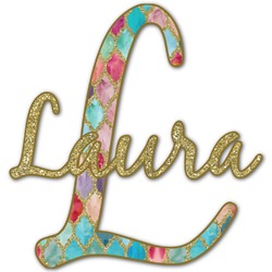 Glitter Moroccan Watercolor Name & Initial Decal - Up to 9"x9"