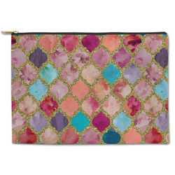 Glitter Moroccan Watercolor Zipper Pouch - Large - 12.5"x8.5"