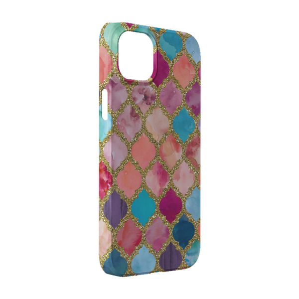 Custom Glitter Moroccan Watercolor iPhone Case - Plastic - iPhone 14