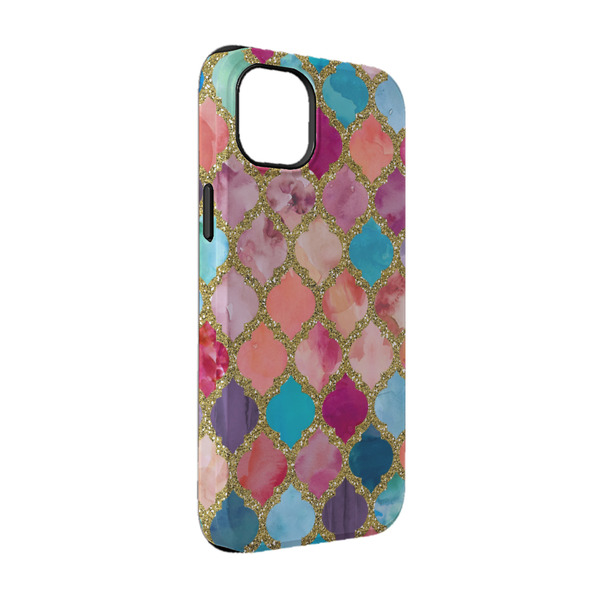 Custom Glitter Moroccan Watercolor iPhone Case - Rubber Lined - iPhone 14