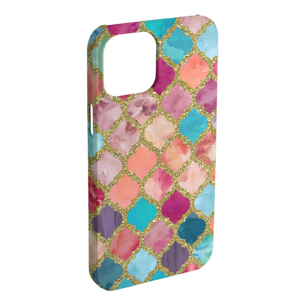 Custom Glitter Moroccan Watercolor iPhone Case - Plastic - iPhone 15 Plus