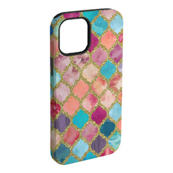 Glitter Moroccan Watercolor iPhone Case - Rubber Lined - iPhone 15 Plus