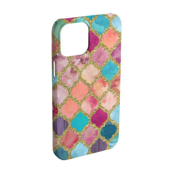 Custom Glitter Moroccan Watercolor iPhone Case - Plastic - iPhone 15 Pro