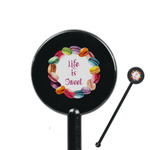 Macarons 5.5" Round Plastic Stir Sticks - Black - Double Sided