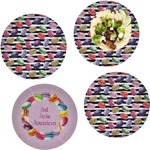 Macarons Set of 4 Glass Lunch / Dinner Plate 10" (Personalized)