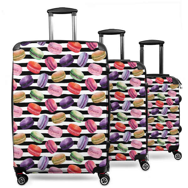 Custom Macarons 3 Piece Luggage Set - 20" Carry On, 24" Medium Checked, 28" Large Checked