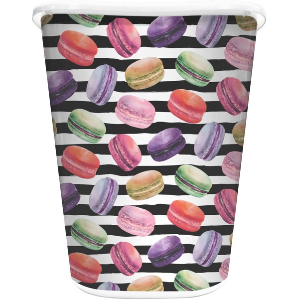 Custom Macarons Waste Basket - Double Sided (White) (Personalized)