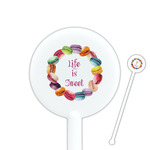 Macarons 5.5" Round Plastic Stir Sticks - White - Double Sided