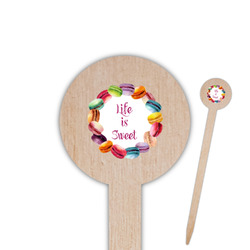 Macarons 6" Round Wooden Food Picks - Single Sided