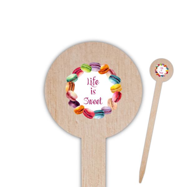 Custom Macarons 6" Round Wooden Food Picks - Double Sided