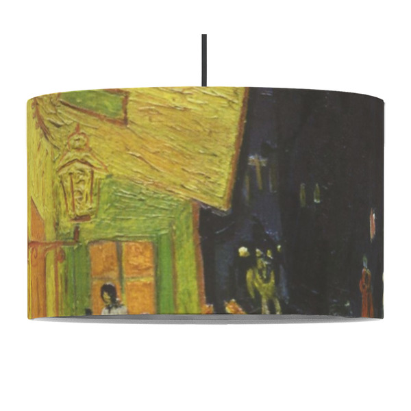 Custom Cafe Terrace at Night (Van Gogh 1888) 12" Drum Pendant Lamp - Fabric