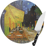 Cafe Terrace at Night (Van Gogh 1888) Round Glass Cutting Board - Small