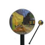 Cafe Terrace at Night (Van Gogh 1888) 5.5" Round Plastic Stir Sticks - Black - Double Sided